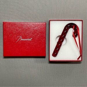 IN BOX Baccarat Candy Cane Red Glass Ornament - Made in France - Christmas